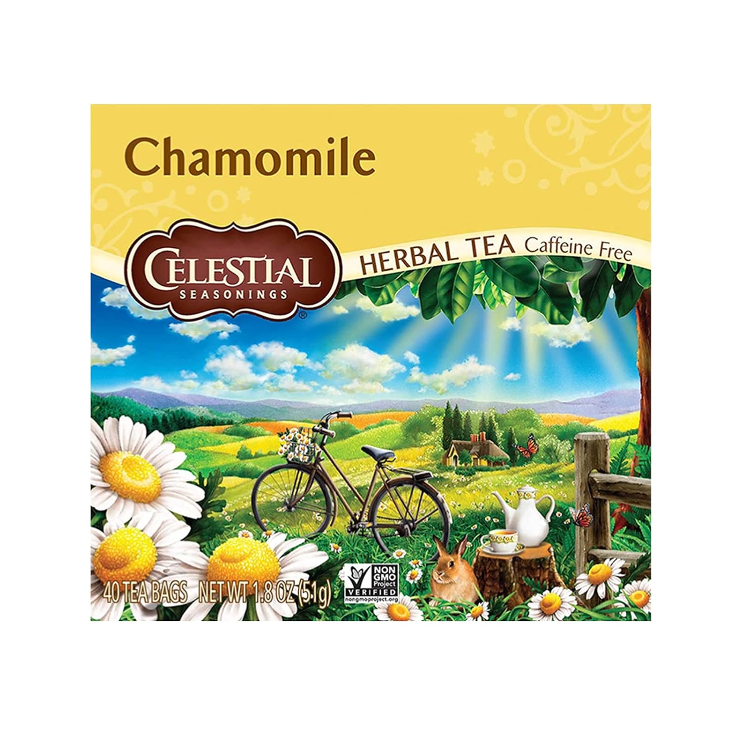 Celestial Seasonings Herbal Tea, Chamomile, Caffeine Free, 40 Tea Bags (Pack Of 6)