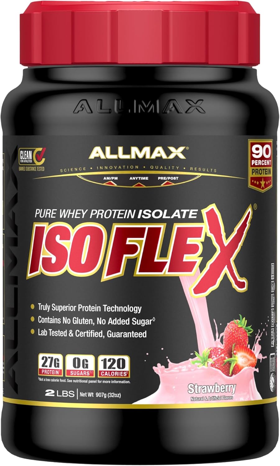 Allmax Nutrition - Isoflex Whey Protein Powder, Whey Protein Isolate, 27G Protein, Strawberry, 2 Pound