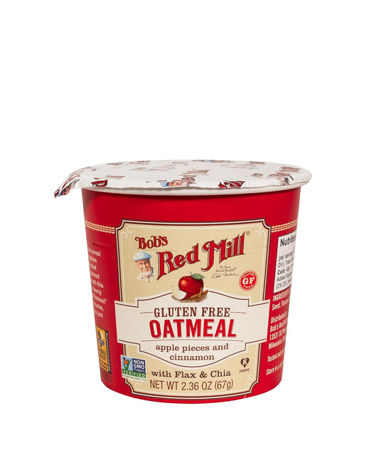 Bob's Red Mill GF Oatmeal Cup, Apple & Cinnamon, 2.36 Ounce Cup (Pack of 12), Gluten Free, Non-GMO, Whole Grain, Kosher