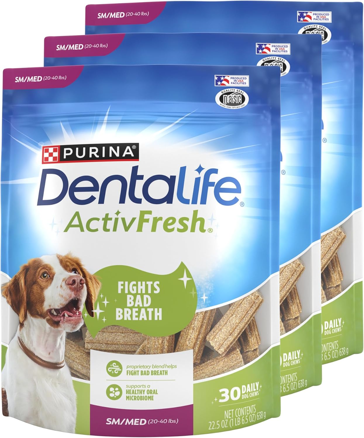 Purina Dentalife Activfresh Chicken Flavor Small/Medium Breed Adult Dog Dental Chews – Multipack - 30 Ct. Pouch