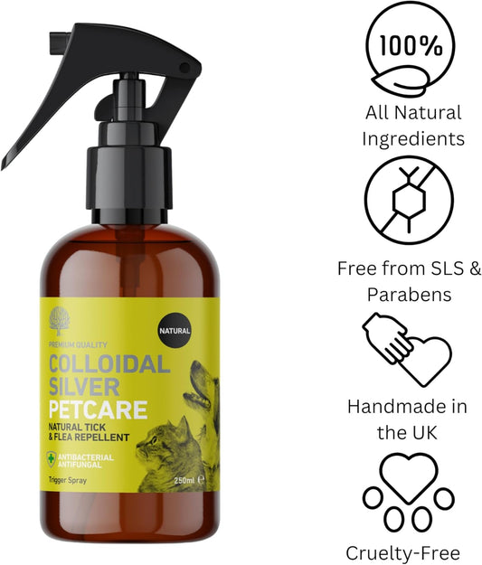 Nature'S Greatest Secret All Natural Antibacterial Colloidal Silver Petcare Tick & Flea Repellent 250Ml For Dogs