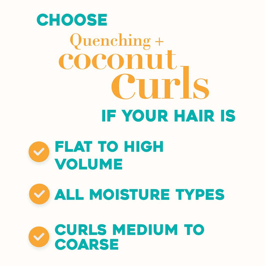 Ogx Quenching + Coconut Curls, Moisturizing Conditioner For Curly Hair, Detangling, Curl Enhancing, 25.4 Fl Oz