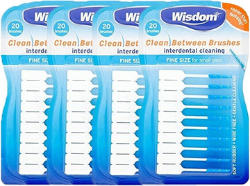 6x Wisdom Clean Between Interdental Brushes - Pack of 20 – Size Fine Blue (Tot. 120 pcs)