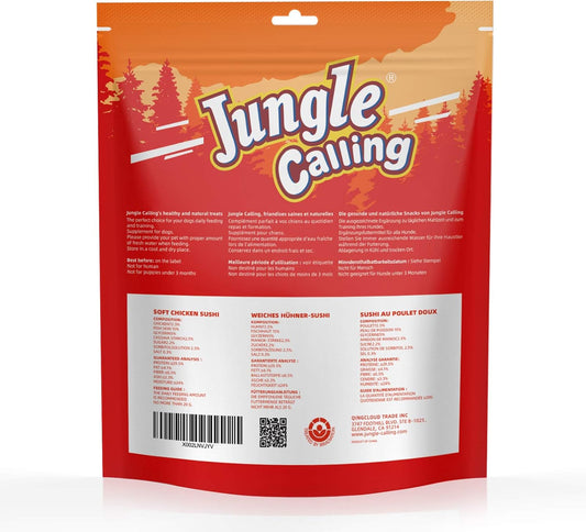 Jungle Calling Dog Treats, Soft Chicken Treats For Dogs & Cats, High Protein Chicken & Codfish Dog Treats For Small Medium Dogs, Grain Free Dog Chews, Chicken Sushi Dog Treats, 10.6 Oz