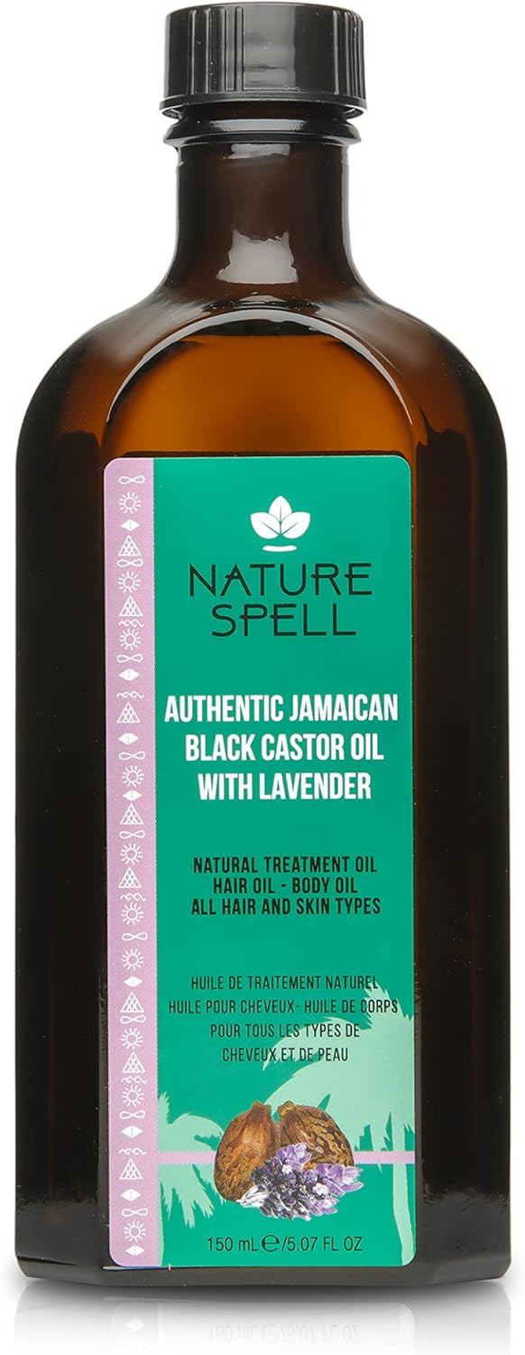Nature Spell Authentic Jamaican Black Castor Oil With Lavender For Hair & Body 150 Ml - Strengthen Hair Roots - Treat Dry And Damaged Hair