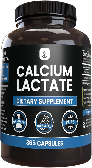 Pure Original Ingredients Calcium Lactate (365 Capsules) No Magnesium Or Rice Fillers, Always Pure, Lab Verified