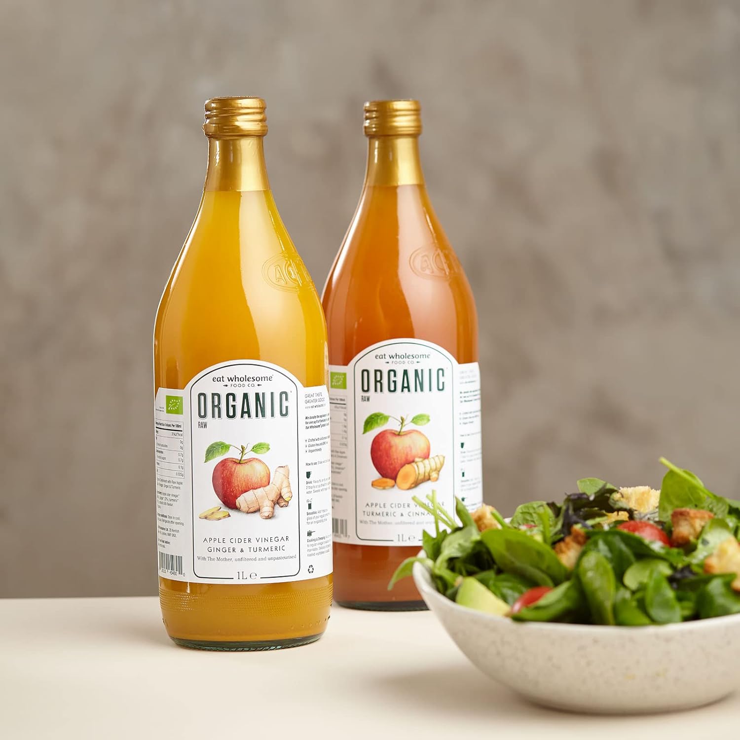 Eat Wholesome Organic Raw Apple Fire Cider Vinegar with Turmeric & Cinnamon, 1L : Amazon.co.uk: Grocery