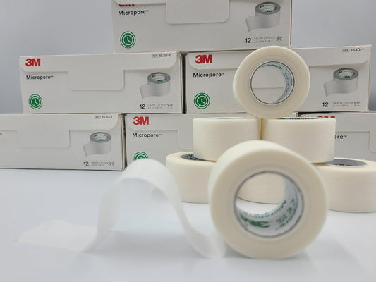 Micropore Surgical Tape | 3M Icropore Surgical Tape | Medical Tape For Skin, Dressings And Face | First Aid Tape Suitable For Sensitive Skin Box Of 24 Rolls (White, 1.25Cm)