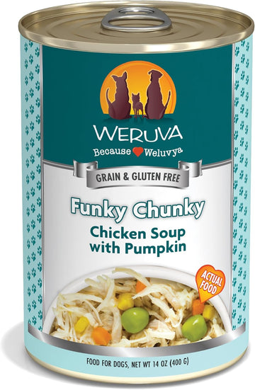 Weruva Classic Dog Food, Funky Chunky Chicken Soup With Chicken Breast & Pumpkin In Gravy, 14Oz Can (Pack Of 12)