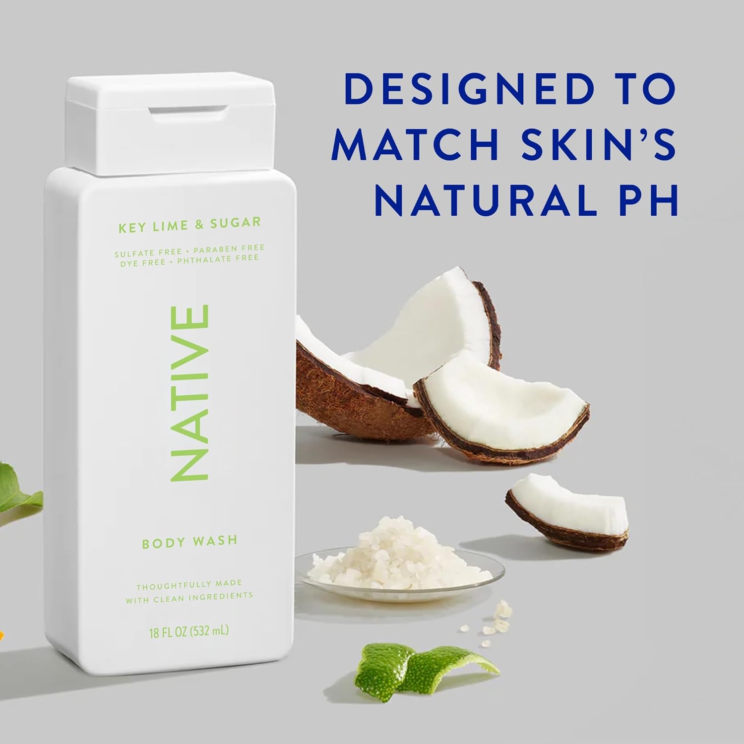 Native Body Wash Contains Naturally Derived Ingredients | For Women & Men, Sulfate, Paraben, & Dye Free Leaving Skin Soft And Hydrating | Key Lime & Sugar 18 Oz - 2 Pk : Beauty & Personal Care