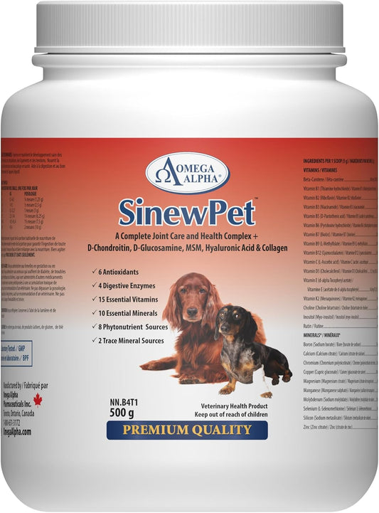 Pets - Performance & Mobility-A Complete Joint Care And Health Complex + D-Chondroitin, D-Glucosamine, Msm, Hyaluronic Acid & Collagen- Sinewpet-500G (Two Bottles)