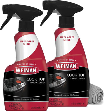Weiman Ceramic and Glass Stovetop Cleaner - 12 Ounce 2 Pack - Daily Use Professional Home Kitchen Cooktop Cleaner and Polish