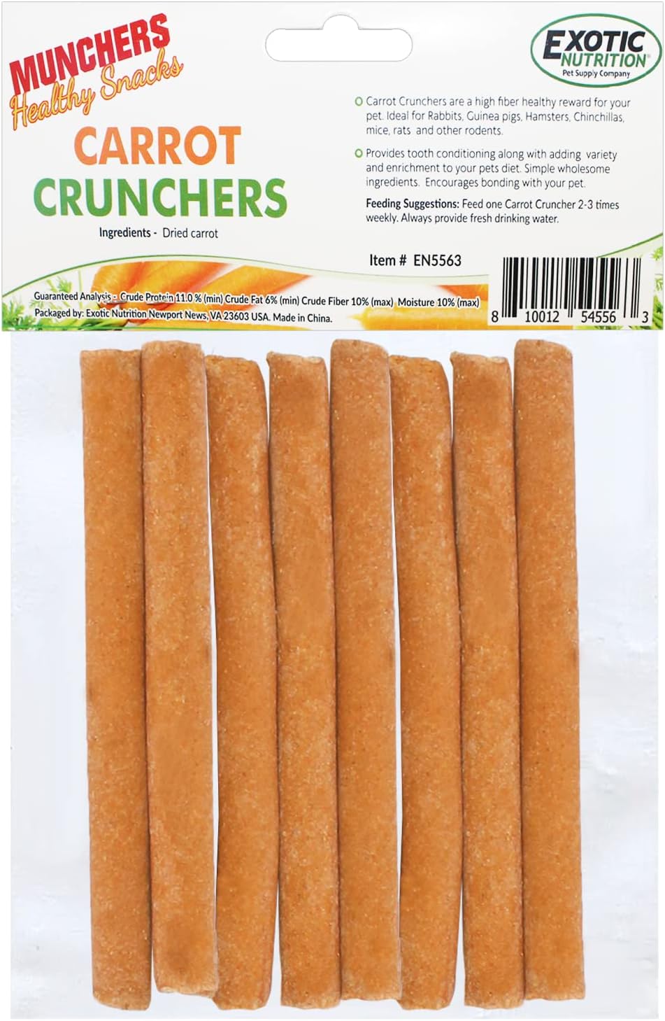 Munchers Carrot Crunchers (10 pack) - Healthy Natural Carrot Chew Treat - Guinea Pigs, Hamsters, Rabbits, Degus, Prairie Dogs, Chinchillas, Squirrels, Opossums, Rats, Hamsters, Gerbils & Small Pets : Pet Supplies