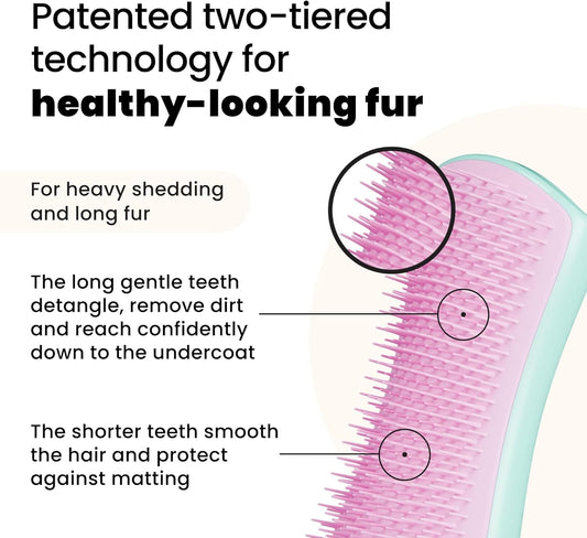 Tangle Teezer | Pet Teezer - Mint & Pink De-Shedding & Dog Grooming Brush - Dry Or Bath Brush