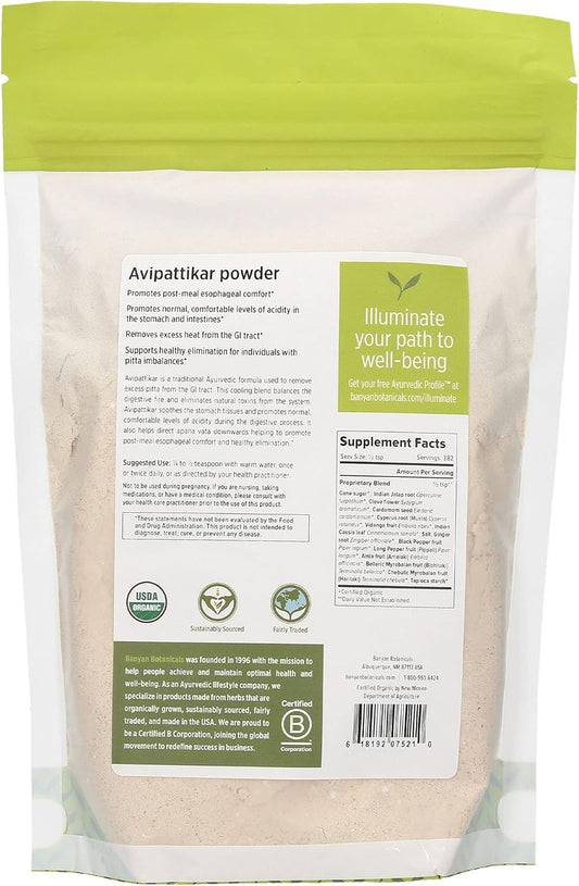 Banyan Botanicals Avipattikar Powder – Organic Avipattikar with Clove ower, Cardamom Seed & Vidanga ­­– for Supporting Smooth Digestion & a Calm Stomach – . – Non-GMO Sustainably Sourced Vegan