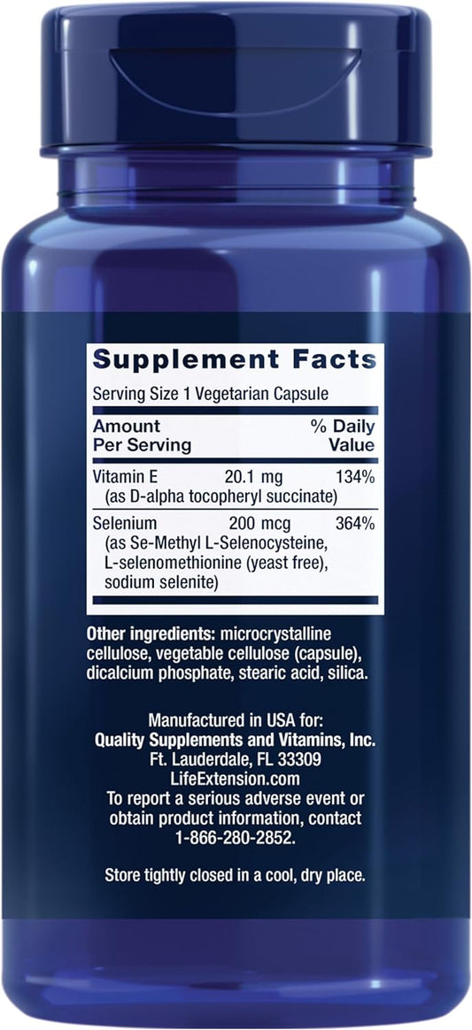 Life Extension Super Selenium Complex With Vitamin E – Cellular Health & Longevity Support – Gluten-Free, Non-Gmo, Vegetarian –100 Capsules(Pack Of 1)