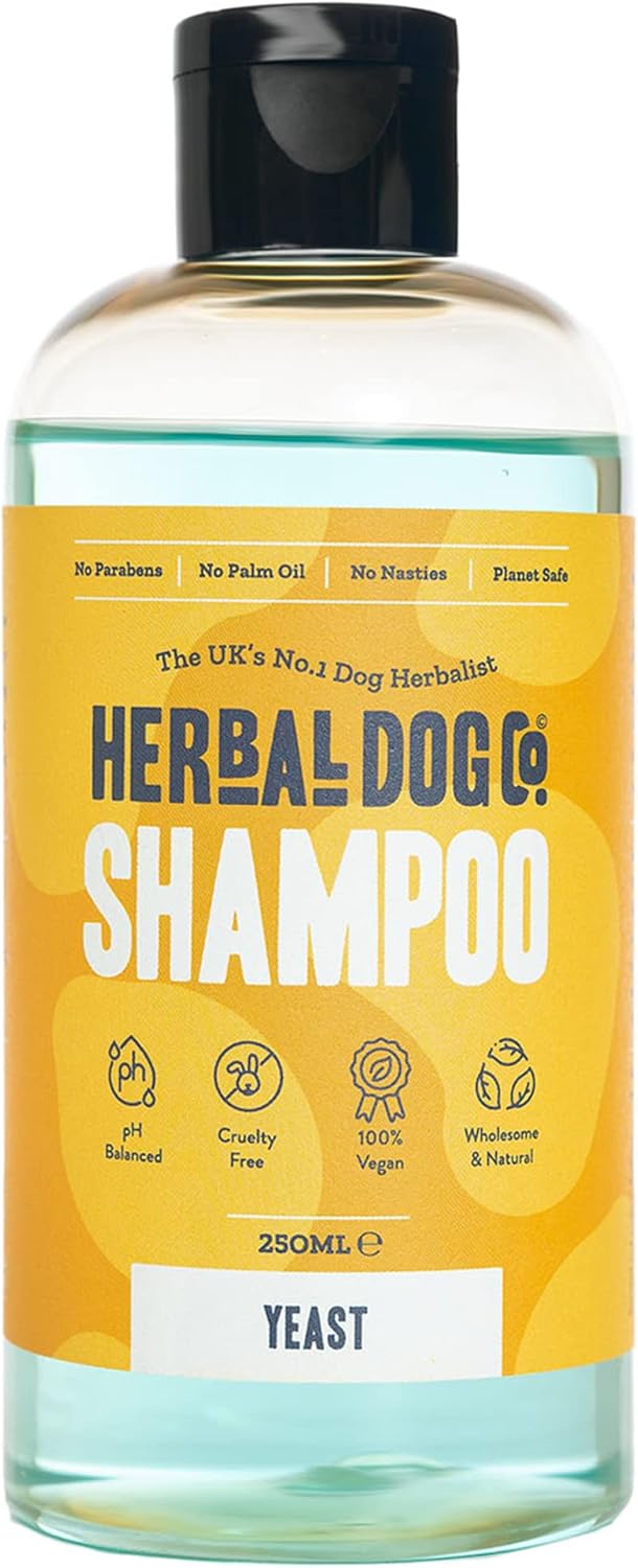 Herbal Dog Co Natural Dog Shampoo - Yeast, 250ml - Hypoallergenic Dog Wash for Dog Grooming - Cruelty Free, Vegan, Made in UK?Yeast
