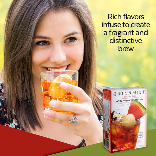 China Mist Iced Tea – Watermelon With Marula Black Tea Infusion – Refreshing And Delicious – Each Tea Bag Yields 1/2 Gallon – 4 Bags