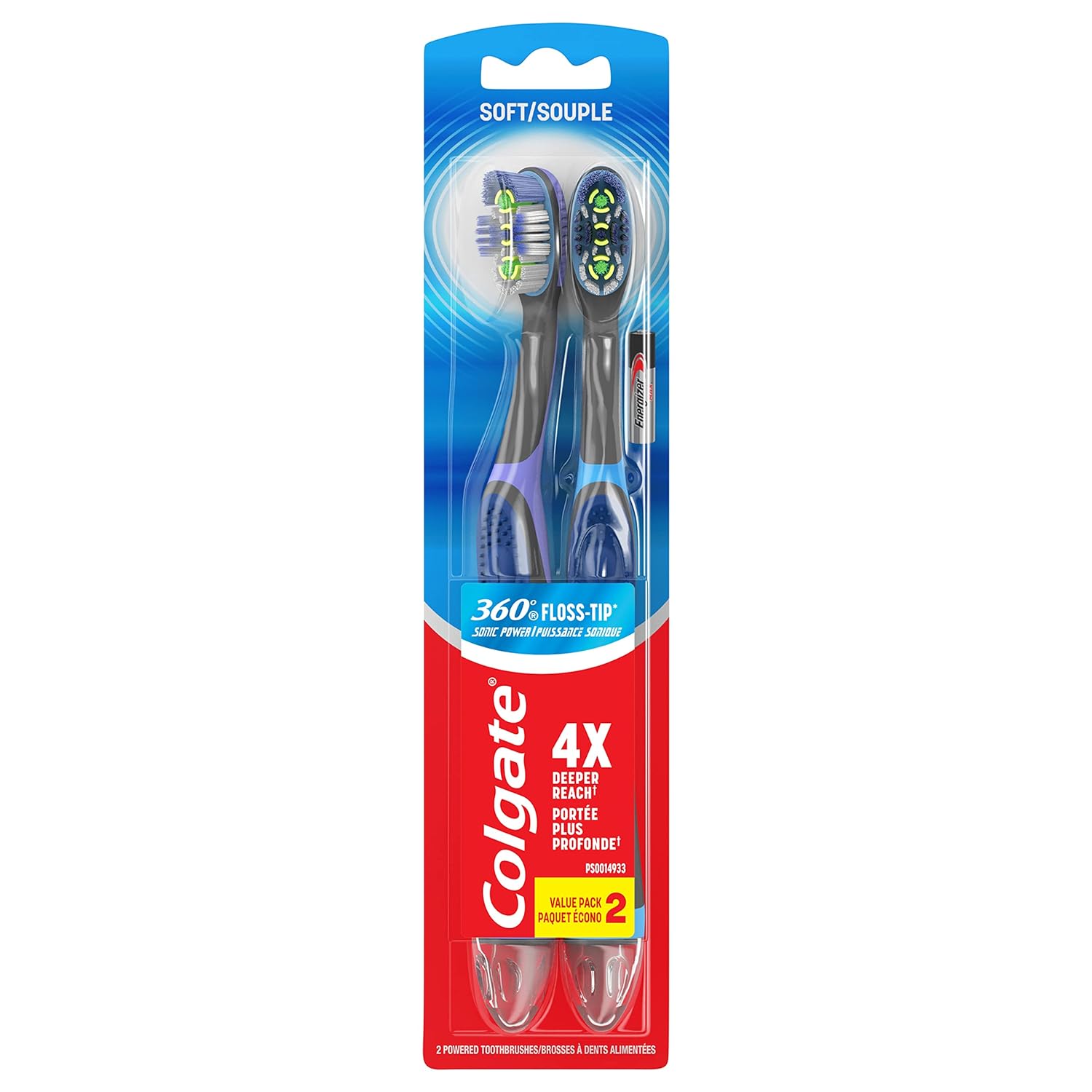 Colgate 360 Vibrate Deep Clean Battery Operated Toothbrush Pack, Disposable Electric Toothbrush with 1 AAA Battery Included, Whole Mouth Clean, 2 Pack