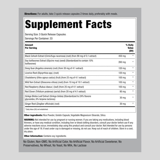 Piping Rock Menopause Supplement for Women | 100 Capsules | Advanced Support Formula | for Night Sweats and Hot Flashes | Non-GMO, Gluten Free