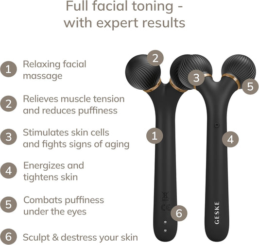 GESKE SmartAppGuided™ Sonic Facial Roller | 4 in 1 | Derma Roller | Facial dermasmooth stimulator | professional facial roller | for skincare and beauty routine : Amazon.co.uk: Beauty