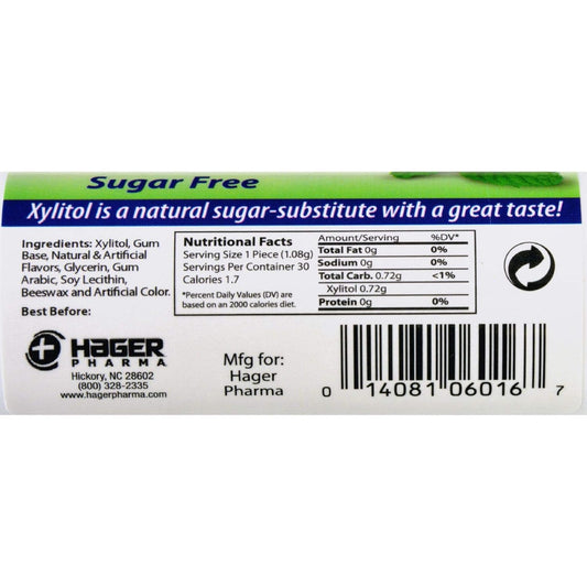 Hager Pharma Xylitol Chewing Gum - Spearmint - 30 Ct - Case Of 6 : Grocery & Gourmet Food