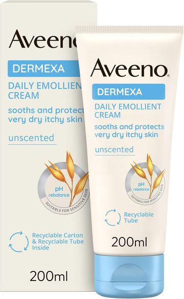 Aveeno Dermexa Daily Emollient Cream (1X 200Ml), Emollient Cream Enriched With Triple Oat Complex And Ceramides For Sensitive Skin, Soothing Relief From Itchy, Dry Skin Prone To Eczema