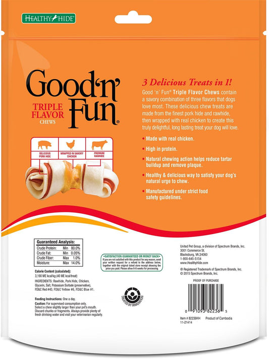 Good'N'Fun Good 'N' Fun Triple Flavor Mini Rawhide Chews, 25-Count