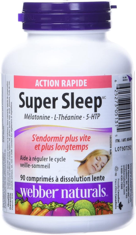 Webber Naturals Super Sleep Melatonin Plus L-Theanine & 5-Htp, 90 Soft-Melt Tablets (1)