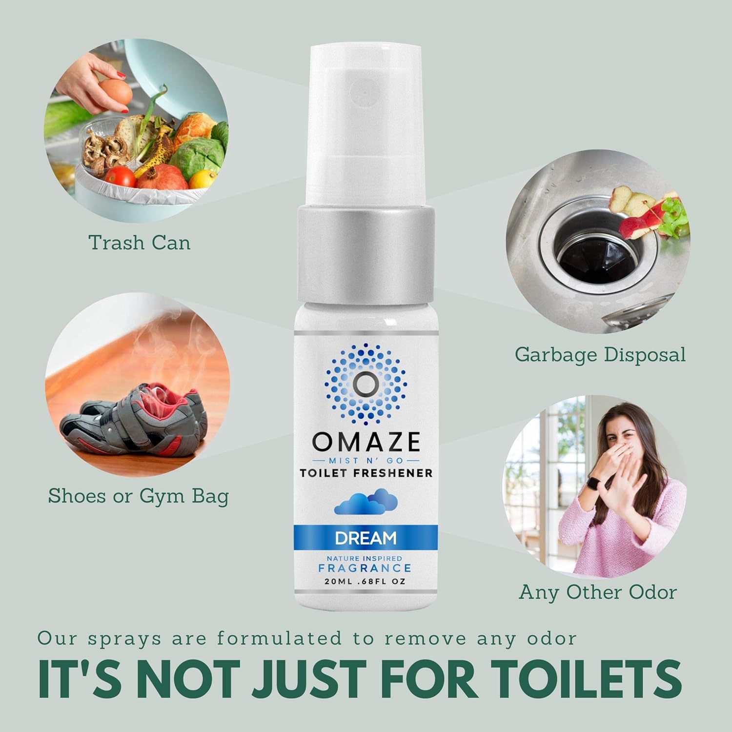OMAZE Mist N Go Refresh Toilet Spray - Bathroom Spray Odor Eliminator - Toilet Smell Eliminator Deodorizer - Bathroom Smell Good Spray Odor Neutralizer Spray - Dream, Pocket Size (0.68oz x2) : Health & Household