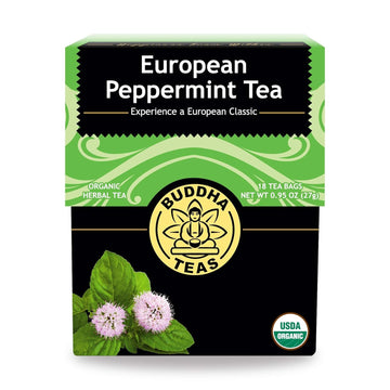 Buddha Teas Organic European Peppermint Tea - Ou Kosher, Usda Organic, Ccof Organic, 18 Bleach-Free Tea Bags