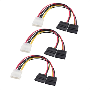 Cable Matters 3 Pack 4 Pin Molex to Dual SATA Power Y-Cable Adapter- 6 Inches