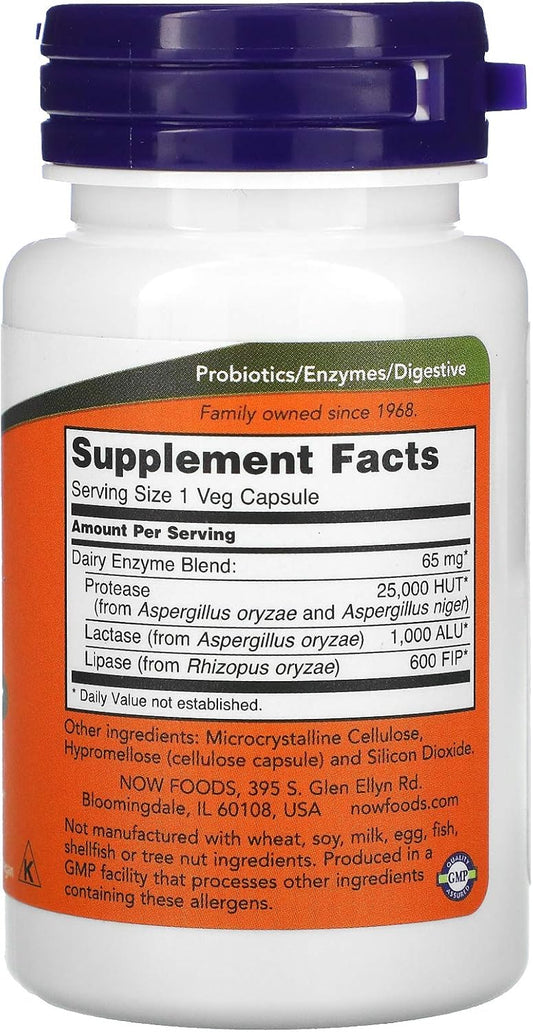 Now Foods Supplements, Dairy Digest Complete, Digests Lactose, Dairy Proteins And Fats*, Dairy Tolerance Enzymes*, 90 Veg Capsules