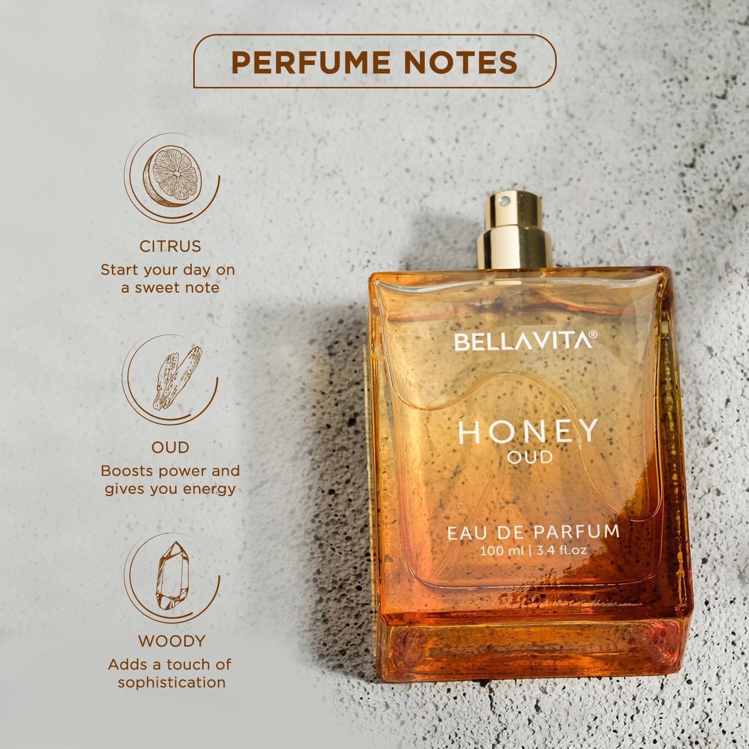 Bellavita Luxury Honey Oud Unisex Perfume 100Ml | Caramel Vanilla Parfum With Patchouli, Honey & Bergamot | Oud Perfume For Women & Men | Arabic Perfume Cologne With Sweet Parfum Oil