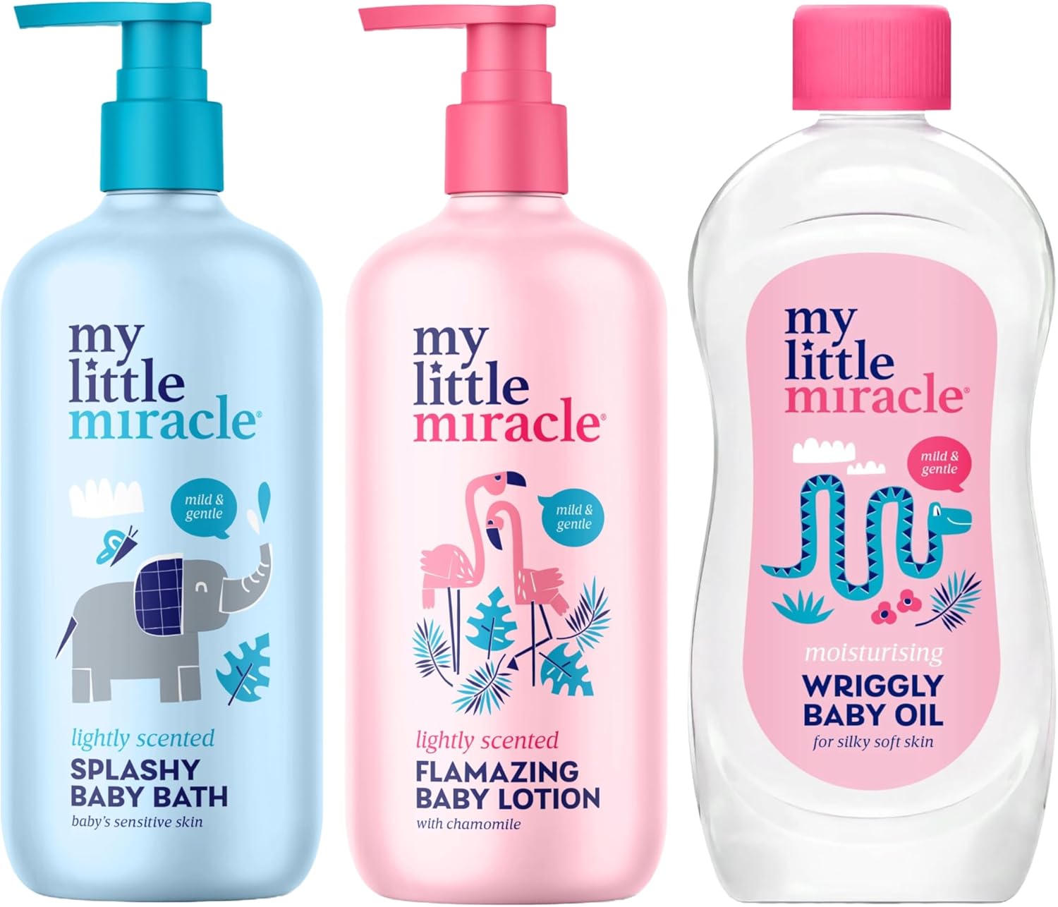 My Little Miracle Baby Care Set, Baby Bubble Bath, Baby Lotion And Baby Oil 500Ml, Ideal For All Skin Types, Newborn & Up