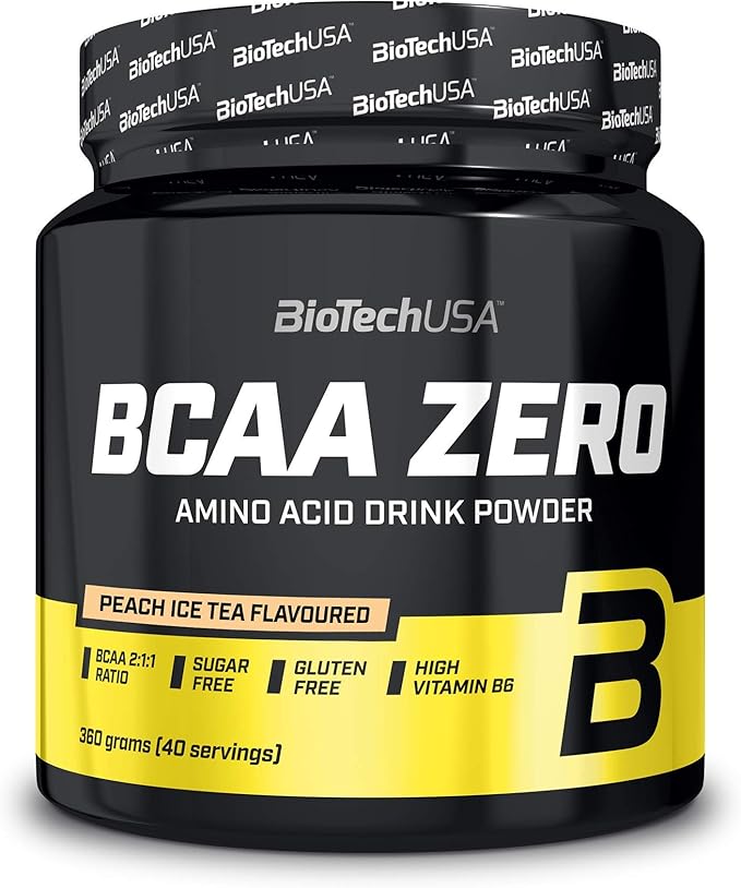 Biotechusa Bcaa Zero | Essential Amino Acid Powder | 6G Bcaa With Instant L-Leucine | Vegan | Sugar-Free, Lactose-Free, Gluten-Free, 360 G, Peach Ice Tea