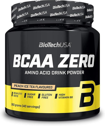 Biotechusa Bcaa Zero | Essential Amino Acid Powder | 6G Bcaa With Instant L-Leucine | Vegan | Sugar-Free, Lactose-Free, Gluten-Free, 360 G, Peach Ice Tea