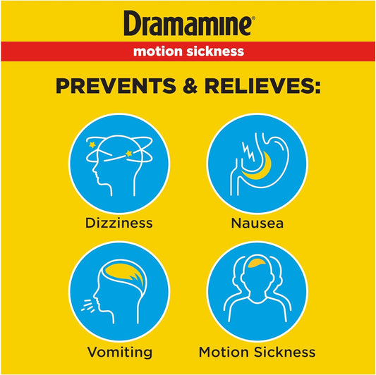 Dramamine Motion Sickness Original, Travel Vial, 12 Count, 3 Pack