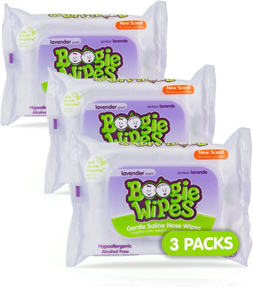 Baby Wipes By Boogie Wipes, Wet Wipes For Face, Hand, Body & Nose, Made With Vitamin E, Aloe, Chamomile And Natural Saline, Natural Lavender Scent, 30 Count, Pack Of 3 (90 Total Wipes)