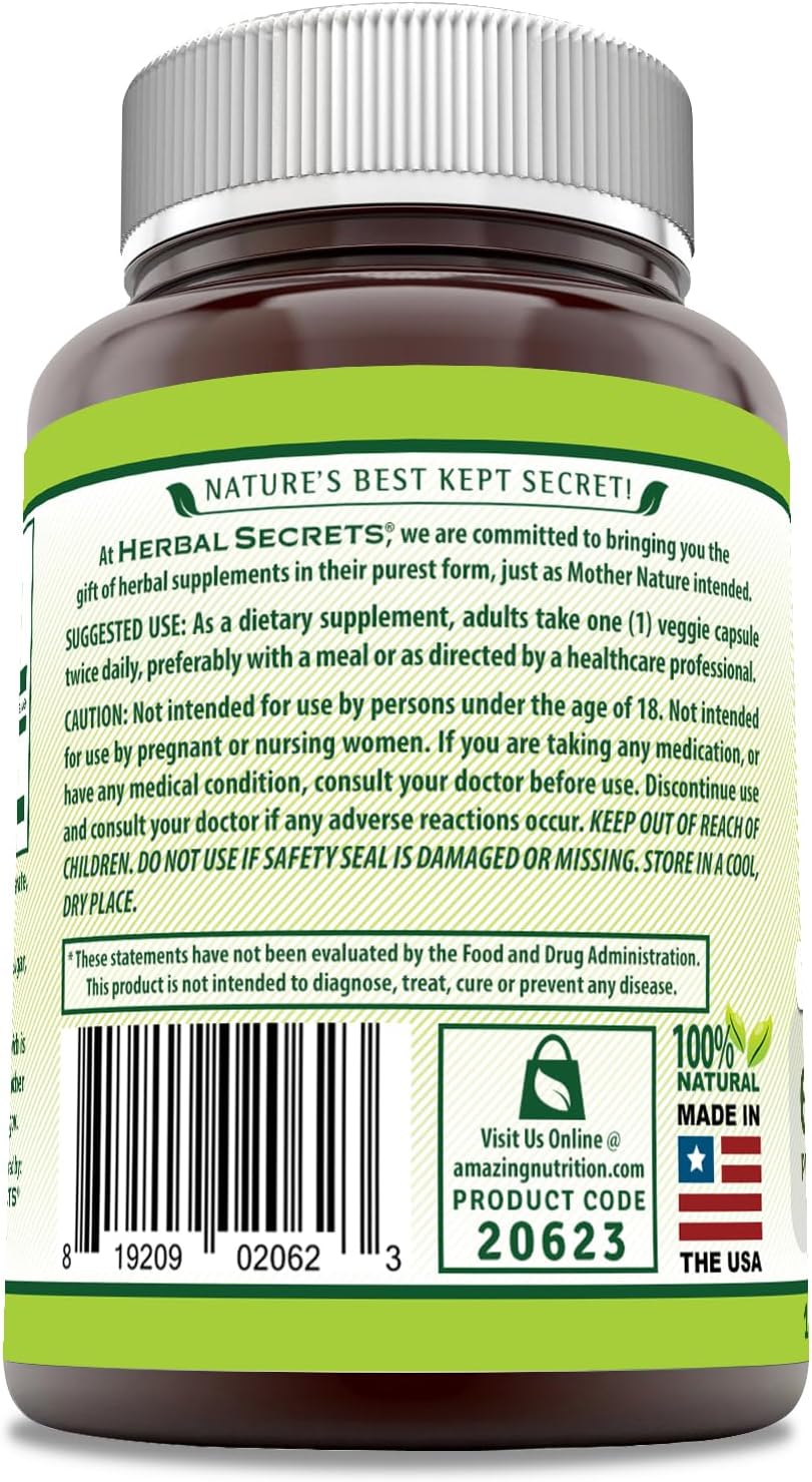 Herbal Secrets Tribulus 630 Mg 120 Veggie Capsules Supplement | Non-GMO | Gluten Free | Made in USA : Health & Household