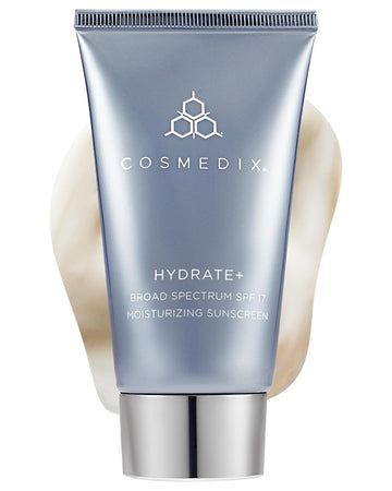 Cosmedix Hydrate Plus Sunscreen With Broad Spectrum Spf 17 - Moisturizing Face & Body Sun Screen For Travel & Daily Skin Care - Sunblock For Skin Elasticity, Dewy & Radiant Glow, No White Cast