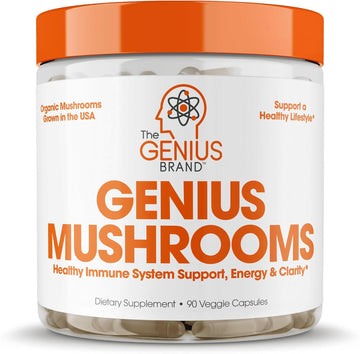 Genius Mushroom Supplement - Lions Mane, Cordyceps, Reishi - Brain Nootropic For Energy, Focus, Overall Wellness, & Immune Support, - 90 Veggie Pills