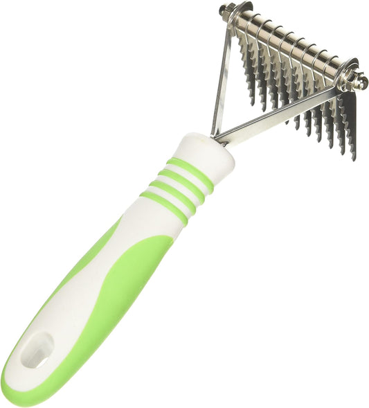 Andis 66050 De-Matting Rake with 10 Blades - Grooming Brush with Safety Edges & Promotes Healthy Skin & Coat - Non-Slip Handle, De-Shedding & Perfect for Long-Haired Breeds, Green, 7.5", 1 Pack