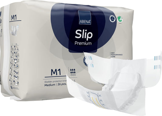 ABENA Slip Premium All-In-One Incontinence Pads For Men & Women, Eco-Labelled Womens Incontinence Pads, Mens Incontinence Pads - Medium 1, 70-110cm Waist, 2000ml Absorbency, 26PK