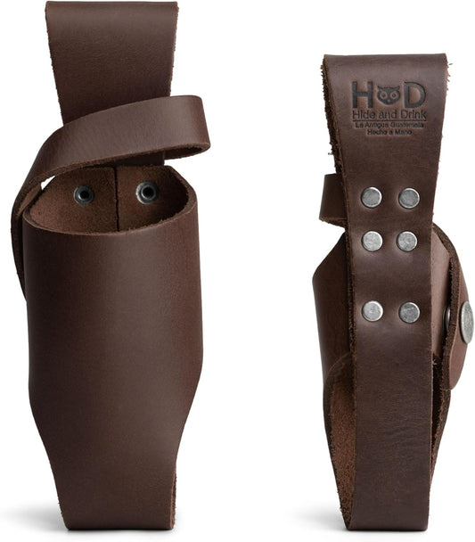 Hide & Drink, Set Of 2 Hot Sauce Holsters 5Oz & 2Oz Bottle Belt Sheath, Compatible With Tobasco Cholulah Sriracha Hot Sauce, Bottle Holder, Full Grain Leather, Handmade