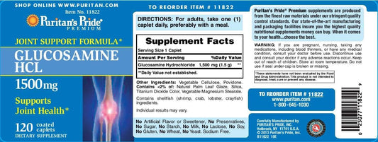 Puritan's Pride Glucosamine 1500 mg-120 Caplets (11822) : Health & Household
