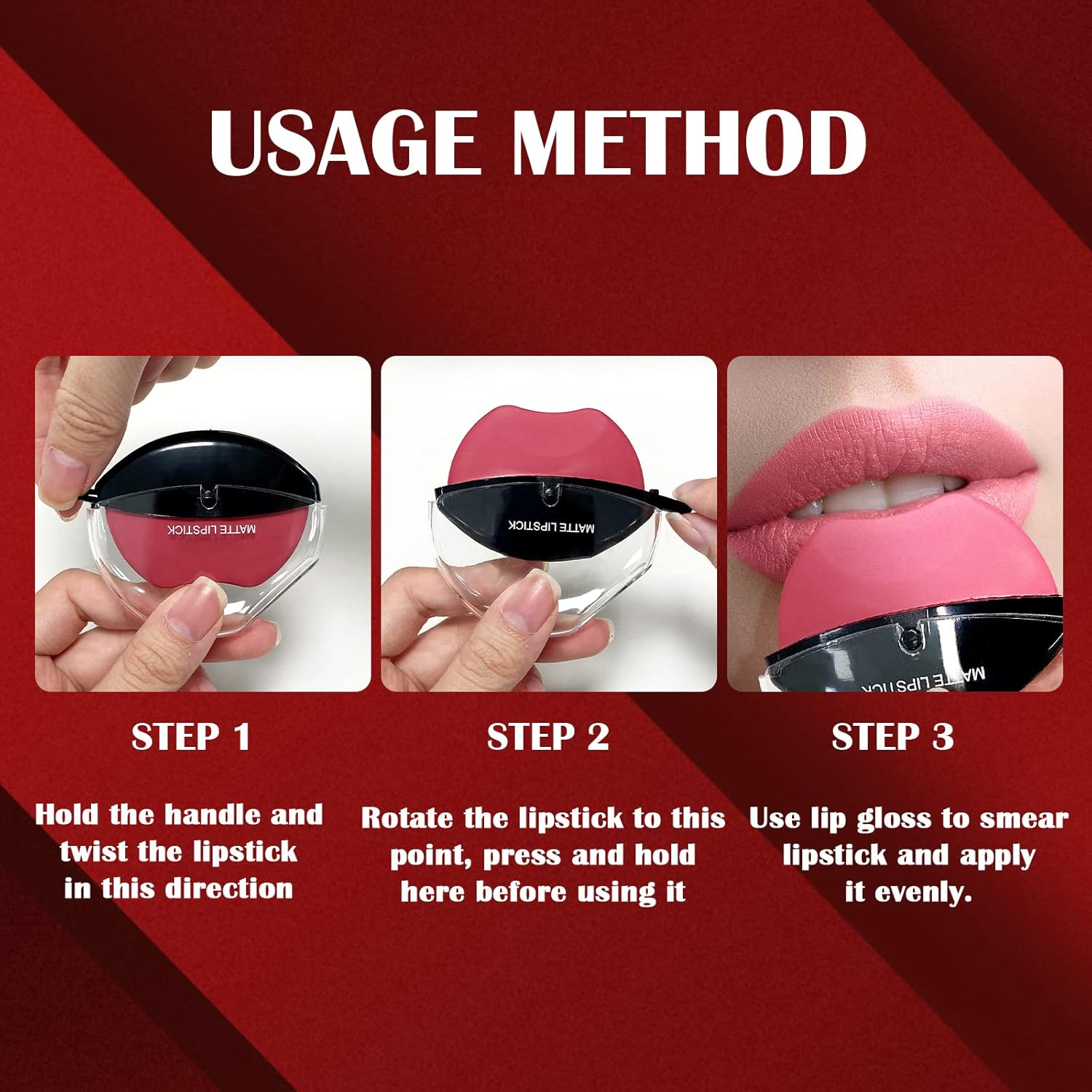 Dageda 3 Colors Lipstick Set, Matte Velvet Lazy Lipstick Lip Shape, Long Lasting High Pigmented Non-Stick Cup Lip Gloss, Waterproof Makeup(Color A) : Beauty & Personal Care