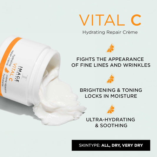 Image Skincare, Vital C Hydrating Repair Crème, Face Night Cream With Hyaluronic Acid