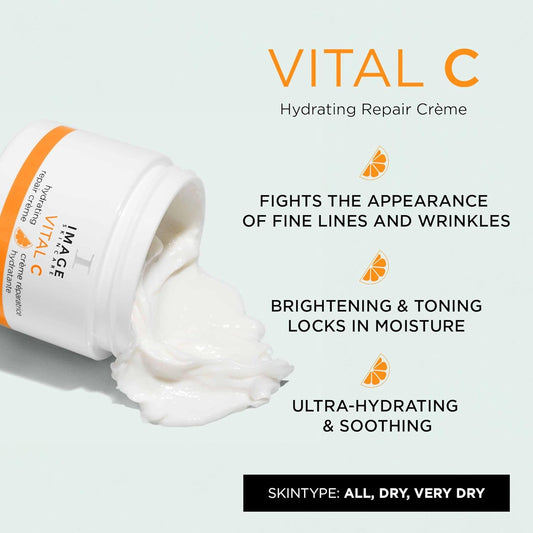 Image Skincare, Vital C Hydrating Repair Crème, Face Night Cream Moisturizer With Hyaluronic Acid, For Dry Skin