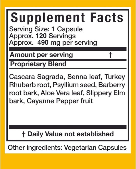 SpeedyVite? Turkey Rhubarb Formula | Supports Bowel Function* | Colon Detox and Cleanse Formula | Contains Cascara Sagrada, Senna, Psyllium, Aloe Vera, Slippery Elm and More (1x 120 Veg Caps)